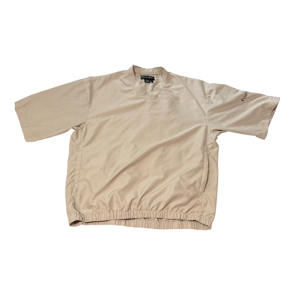 FootJoy Golf Windshirt Size Medium Mens Tan Polyester Pullover Sporty